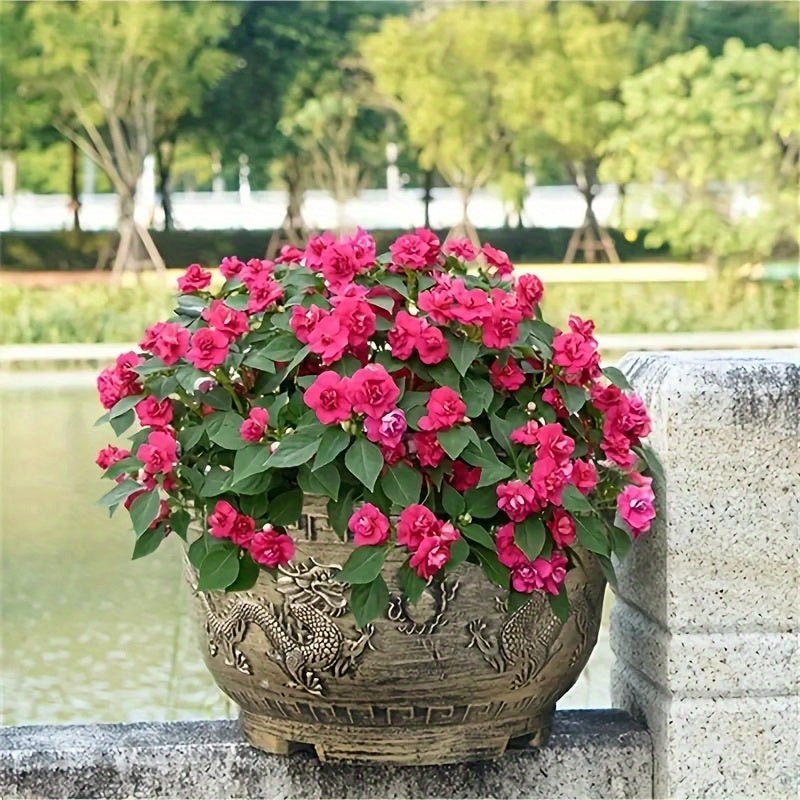 Dragon Pattern Resin Flower Pots With Drainage Holes