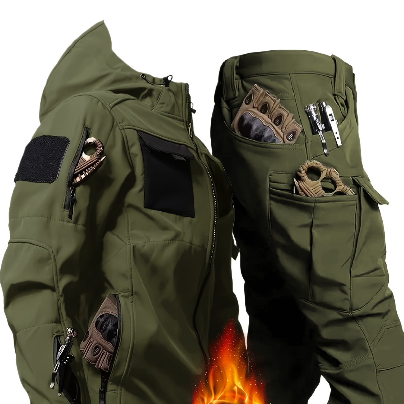 SOVTEMPCollar Mens Thermal Two-Piece Hooded Outdoor Set - Parry's Picks