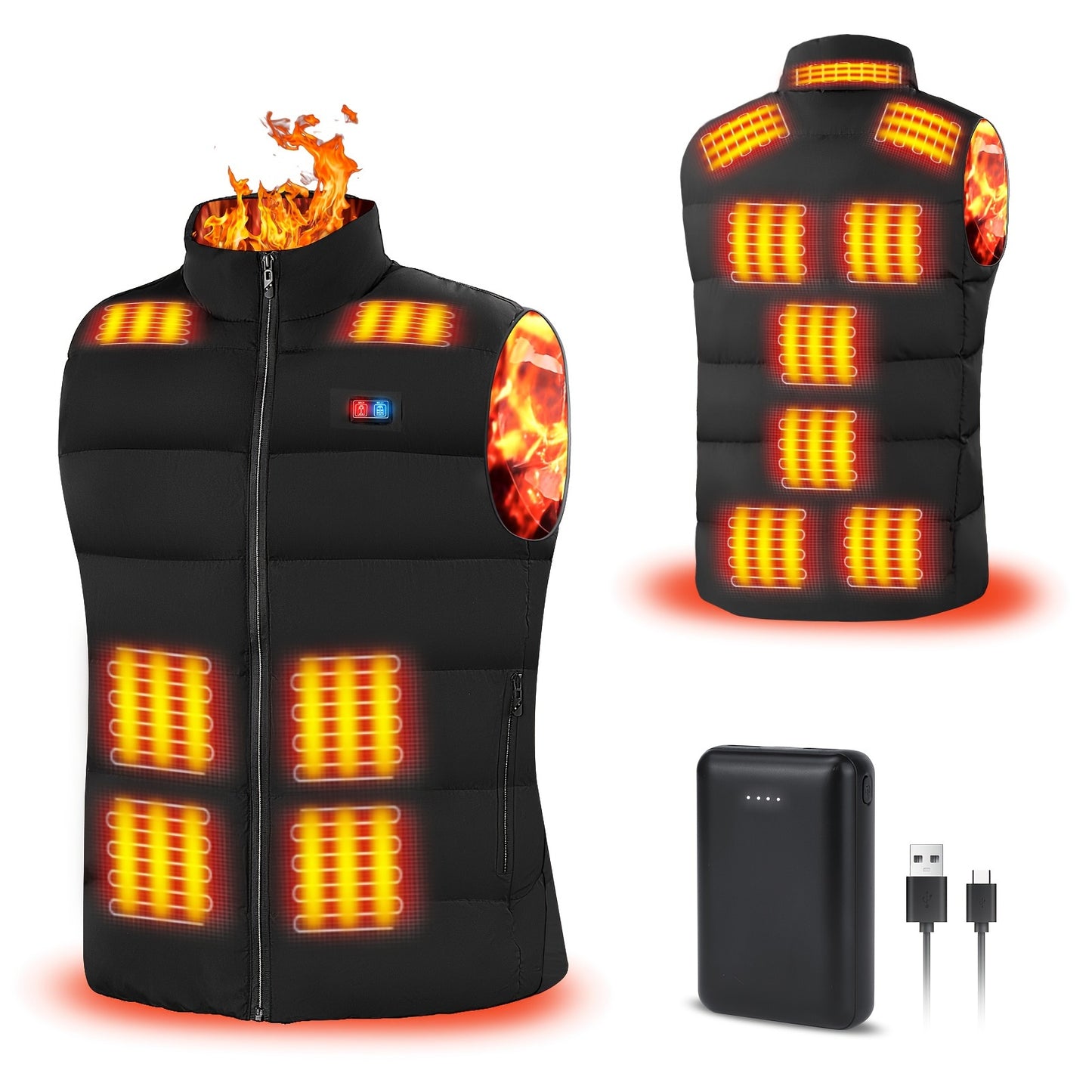 Lightweight Heated Vest with Battery Pack, Nylon Knit, Ideal for Winter Outdoor Hunting and Skiing - Black