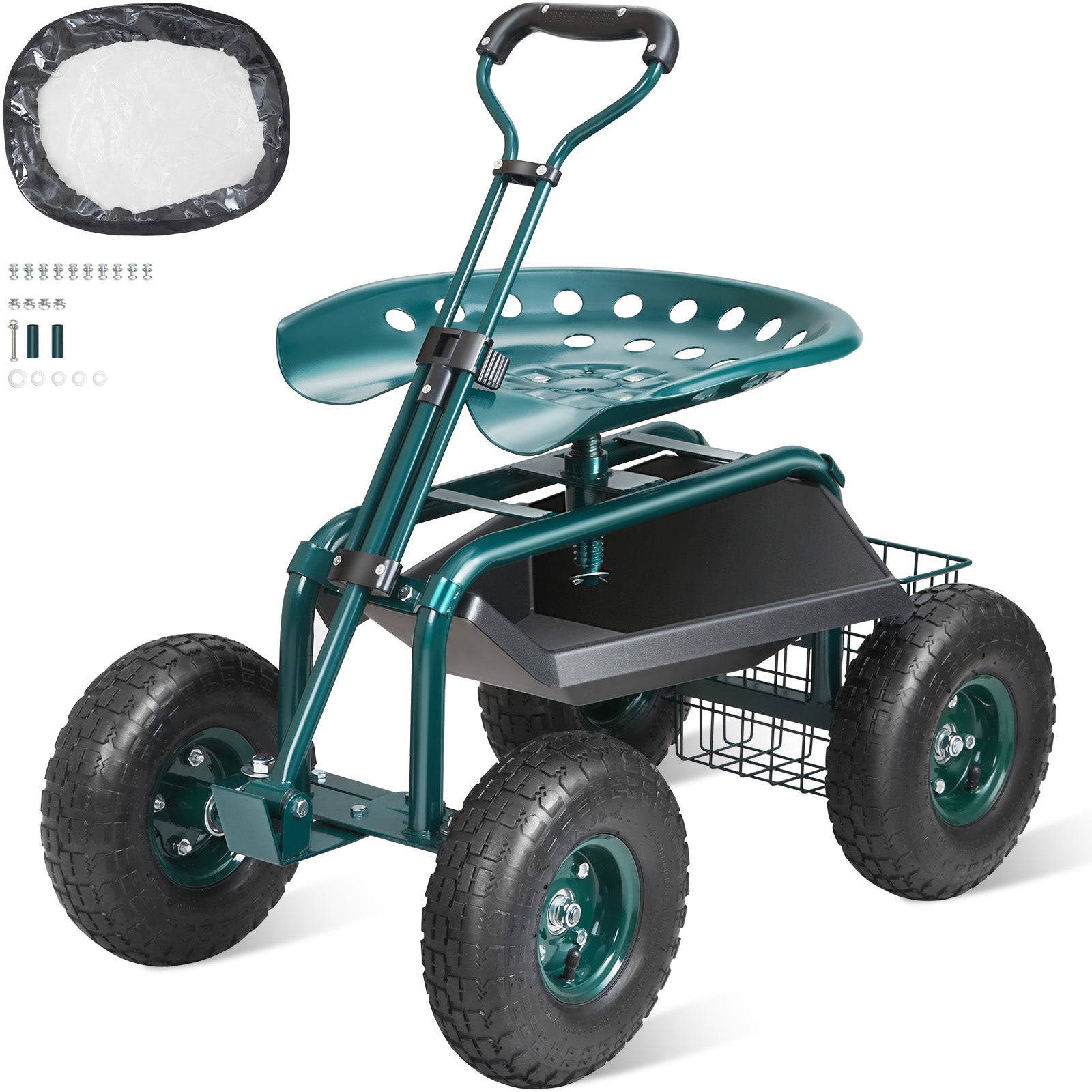 Garden Cart Rolling Workseat with 360 Degree Swivel Seat - Parry's Picks