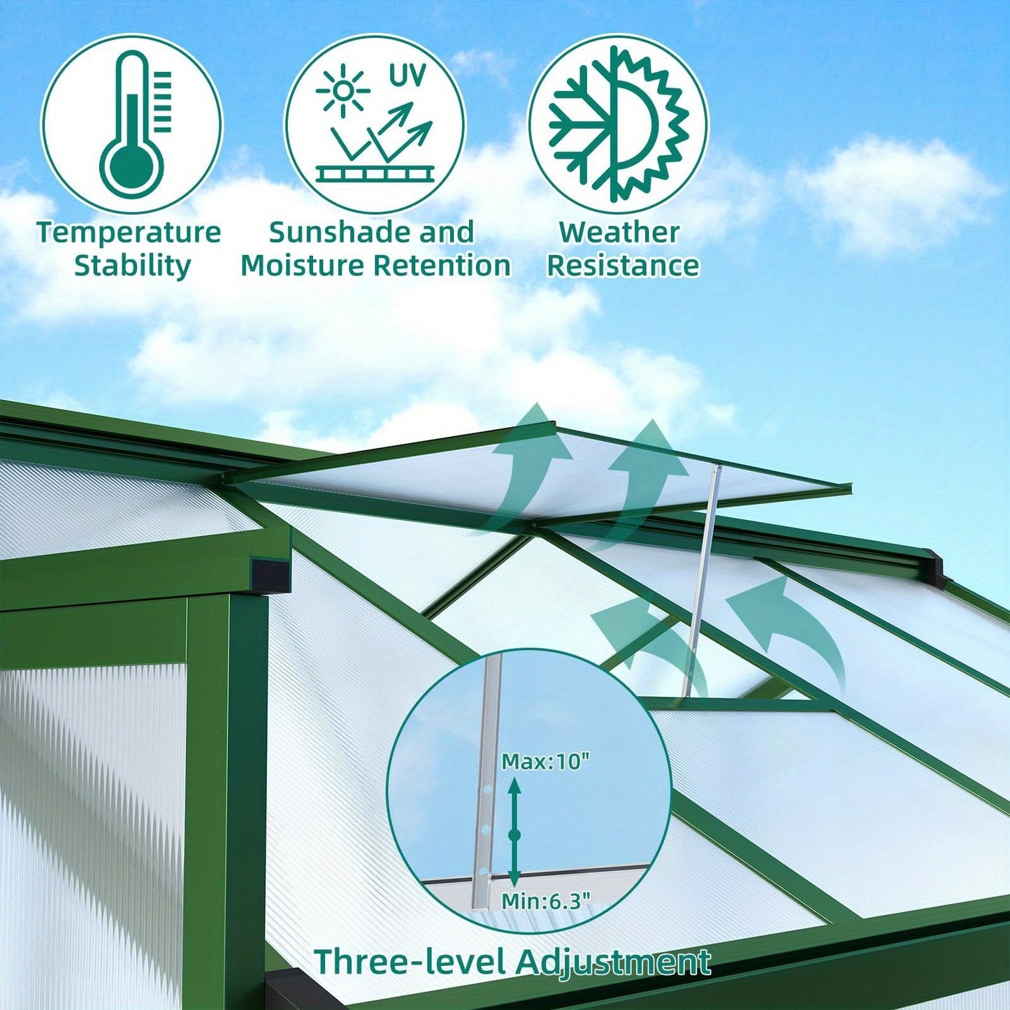 Walk In Greenhouse With Vent Roof Window And Aluminum Frame