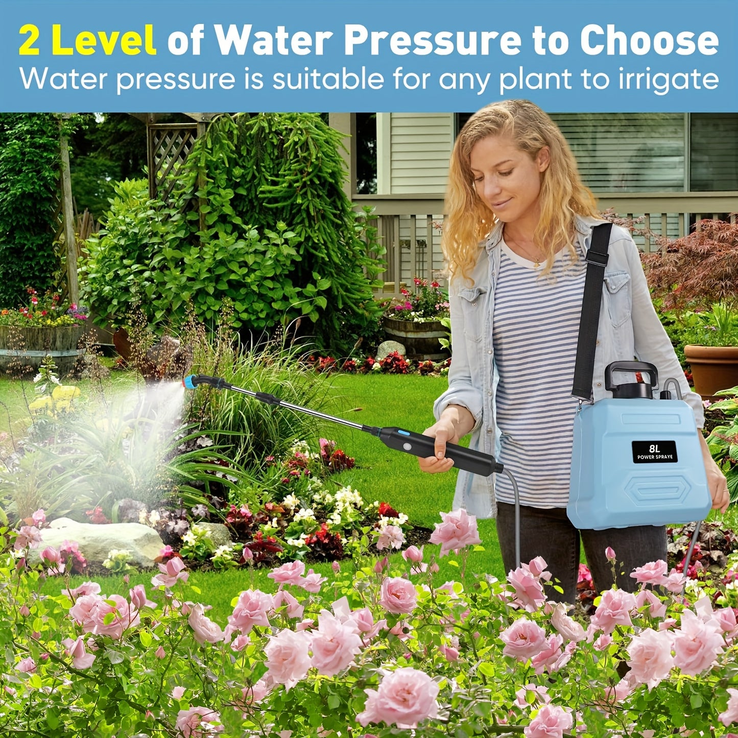 Backpack Battery Sprayer With 5 Nozzles And Adjustable Wand