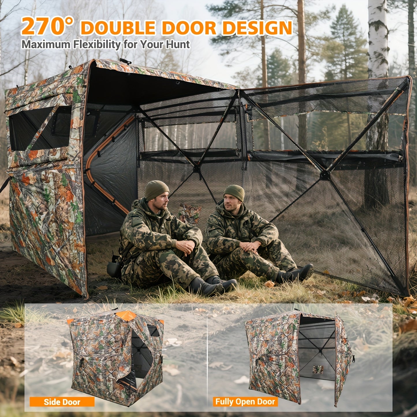 YAFITI 3 Person See Through Ground Hunting Blind Windows