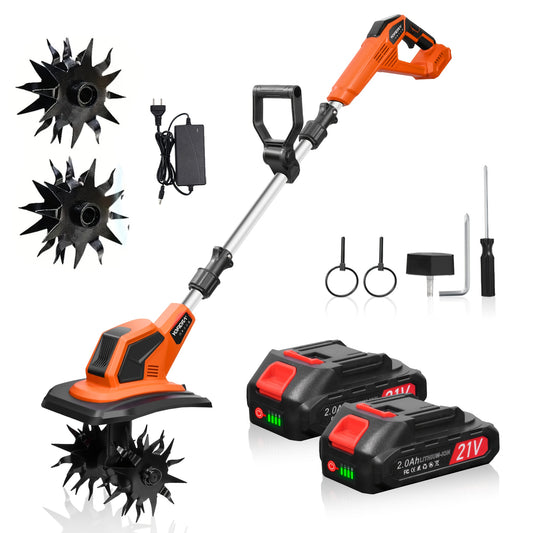 YOFIDRA Cordless Tiller 360 RPM Garden Tool With Batteries