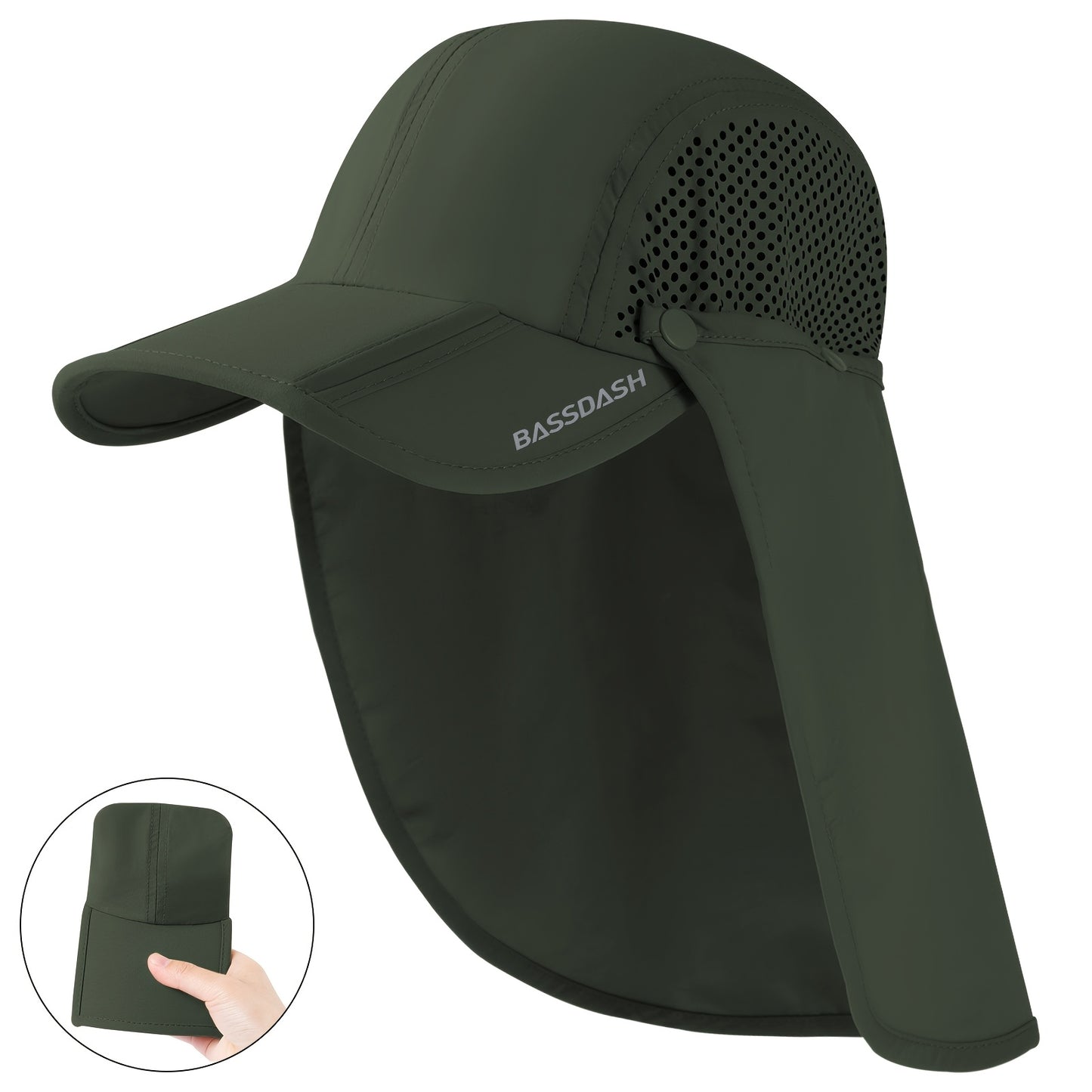 BASSDASH UPF 50 Foldable Fishing Hat with Neck Flap - Parry's Picks