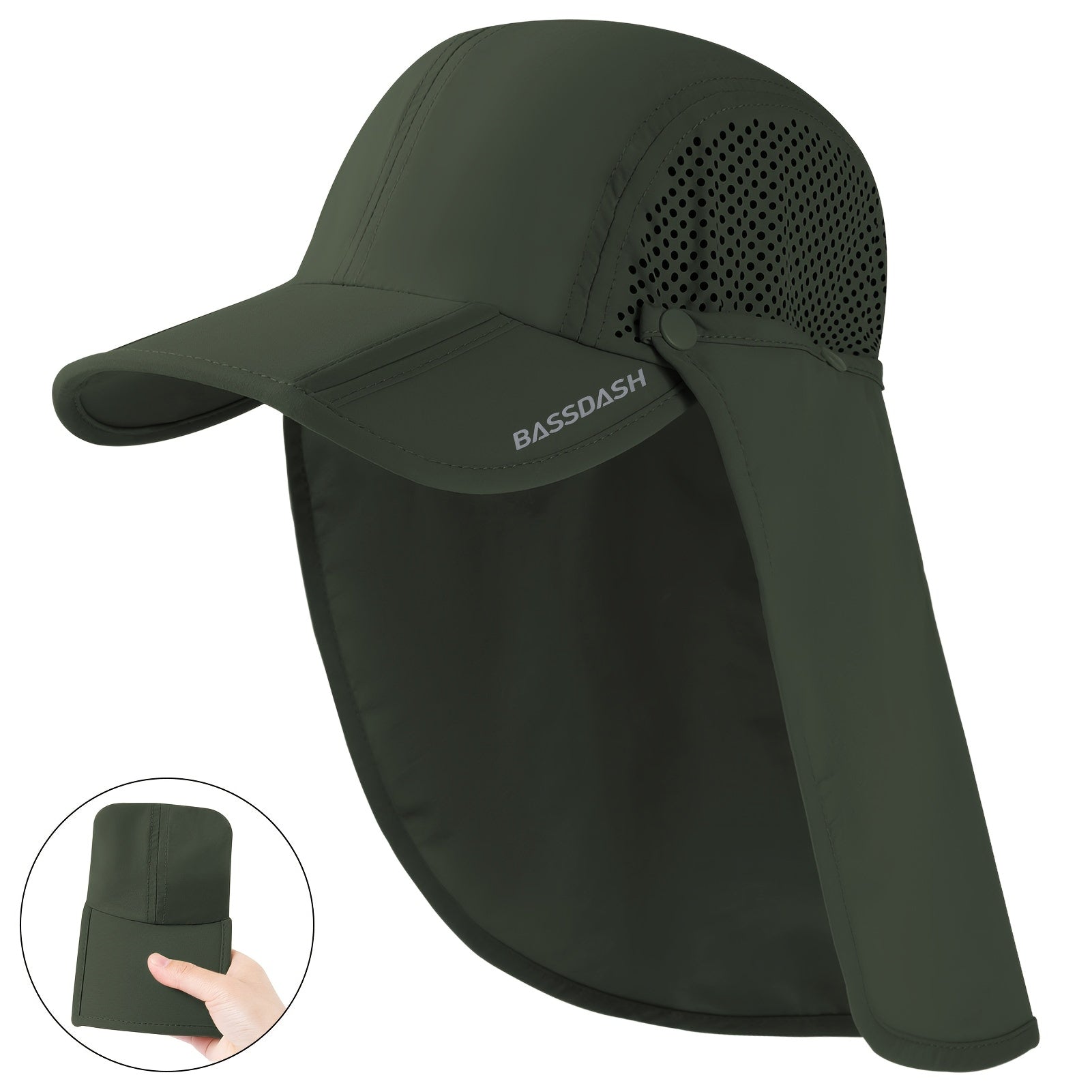 BASSDASH UPF 50 Foldable Fishing Hat with Neck Flap - Parry's Picks
