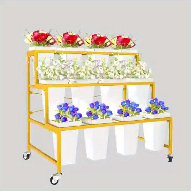 Movable Metal Flower Stand For Indoor And Outdoor Decor