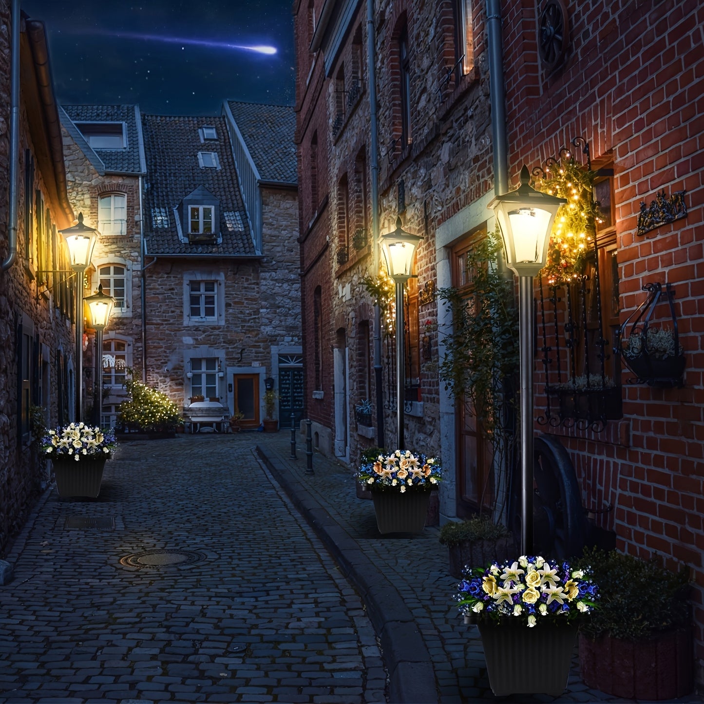Solar Lamp Post With Planter For Outdoor Garden Lighting