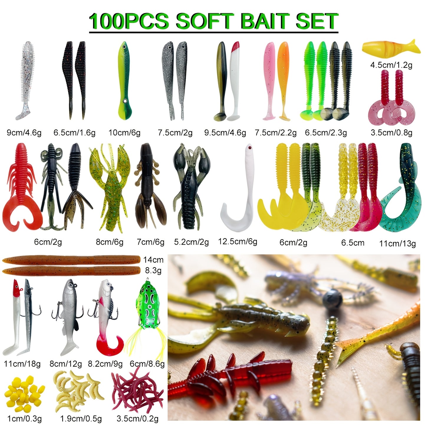 Fishing Lures Kit With Tackle Box For Freshwater Saltwater