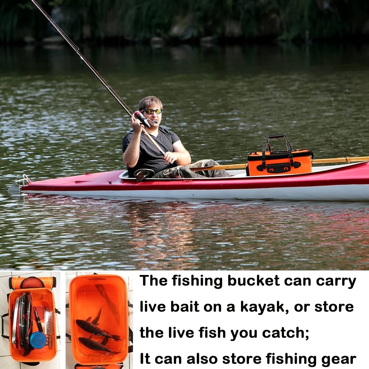 Foldable EVA Fishing Bag Bait Bucket Live Fish Carrier
