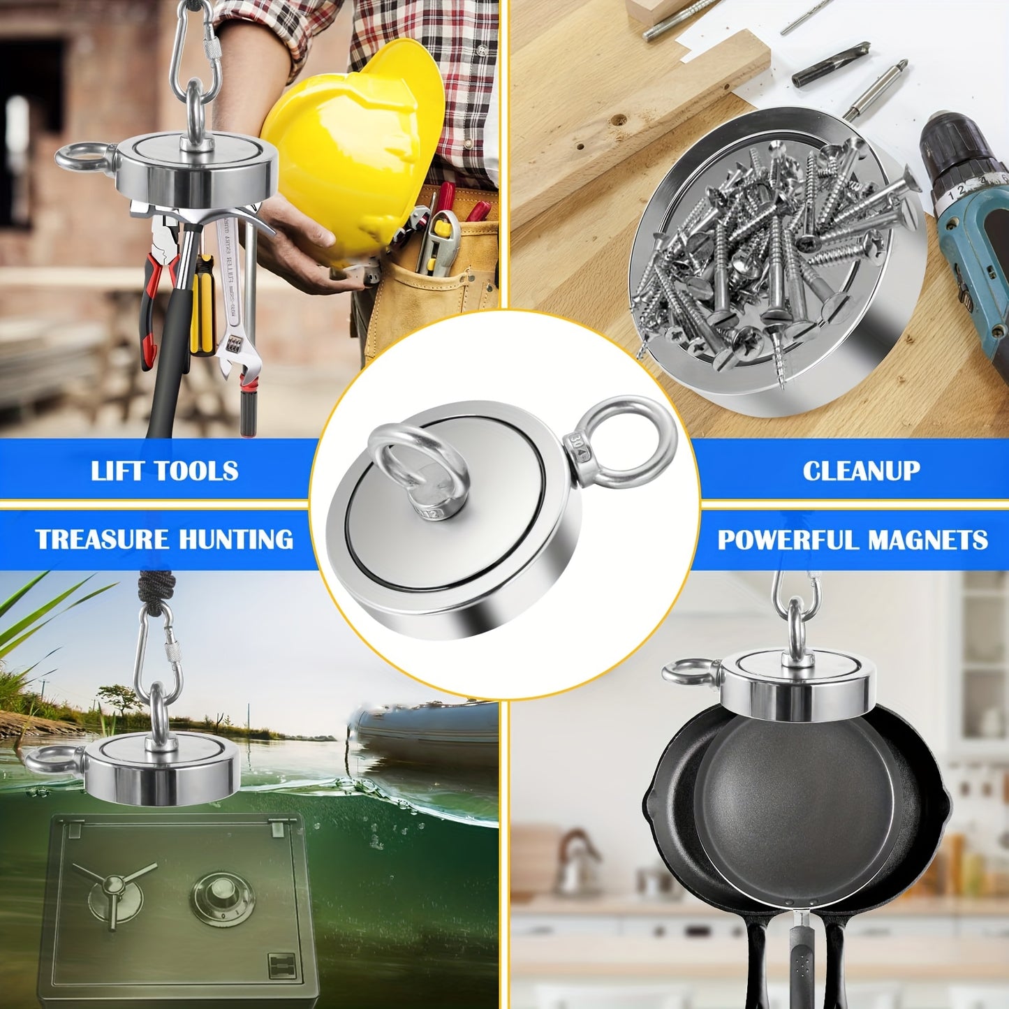 SIDIPER Magnet Fishing Kit With Rope Carry Case Grappling Hook