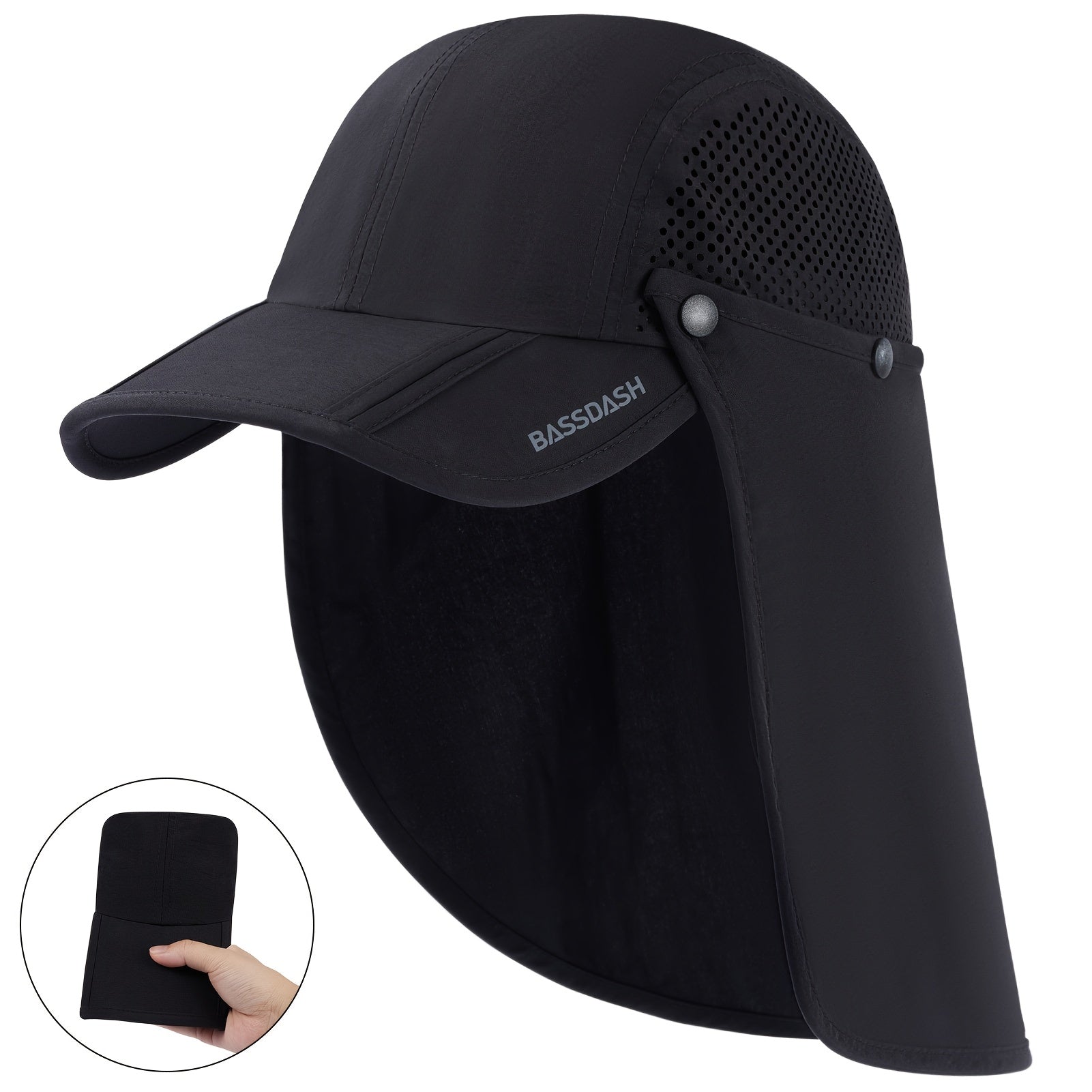 BASSDASH UPF 50 Foldable Fishing Hat with Neck Flap - Parry's Picks