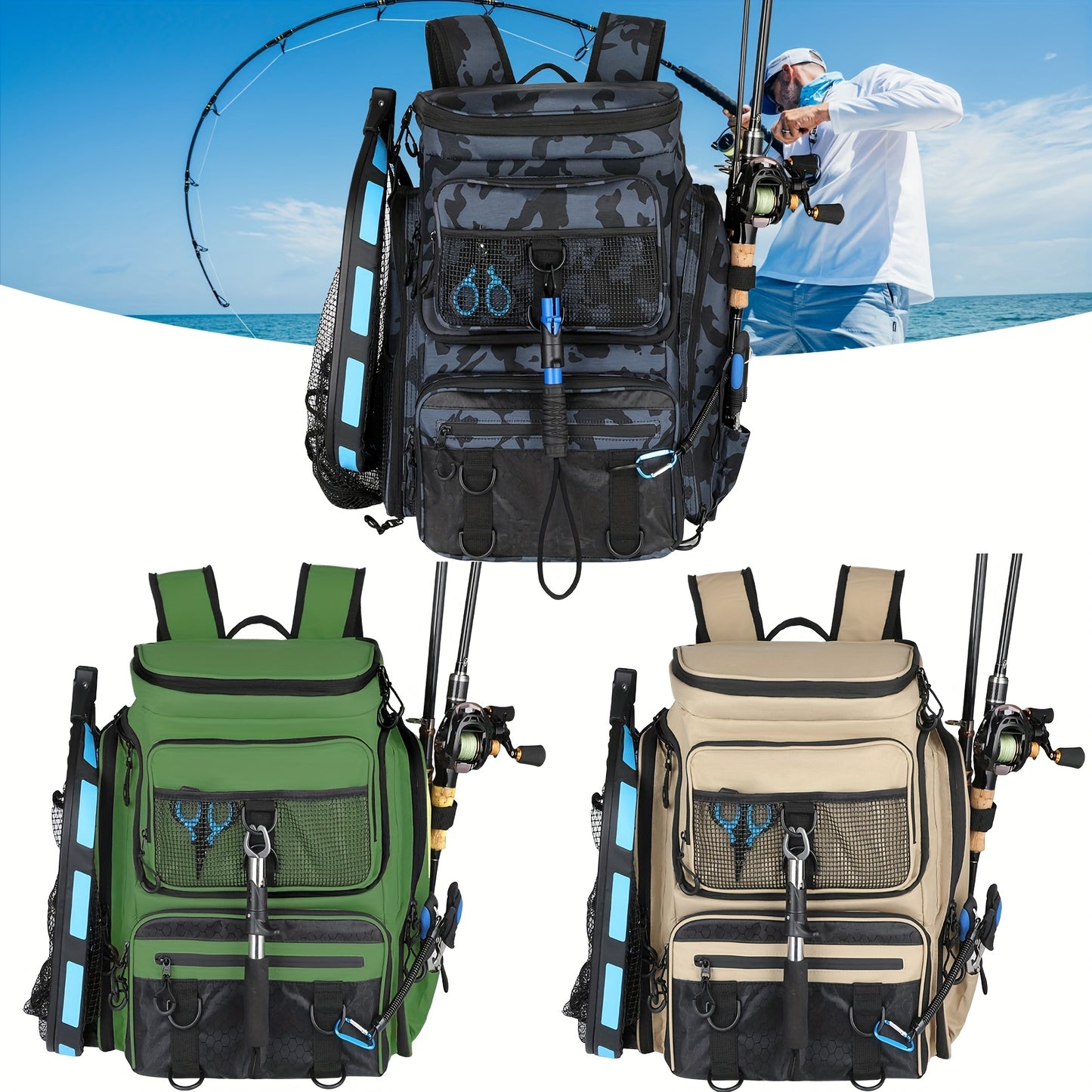 Heavy Duty Fishing Backpack With Insulated Cooler Pockets