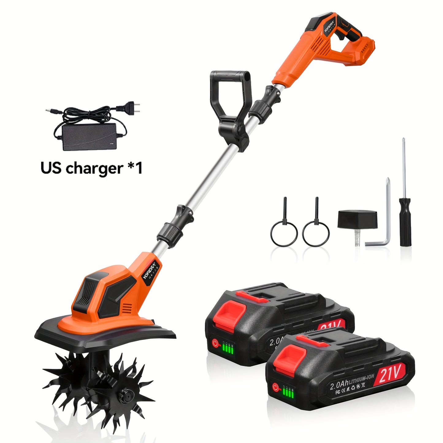 YOFIDRA Cordless Tiller 360 RPM Garden Tool With Batteries