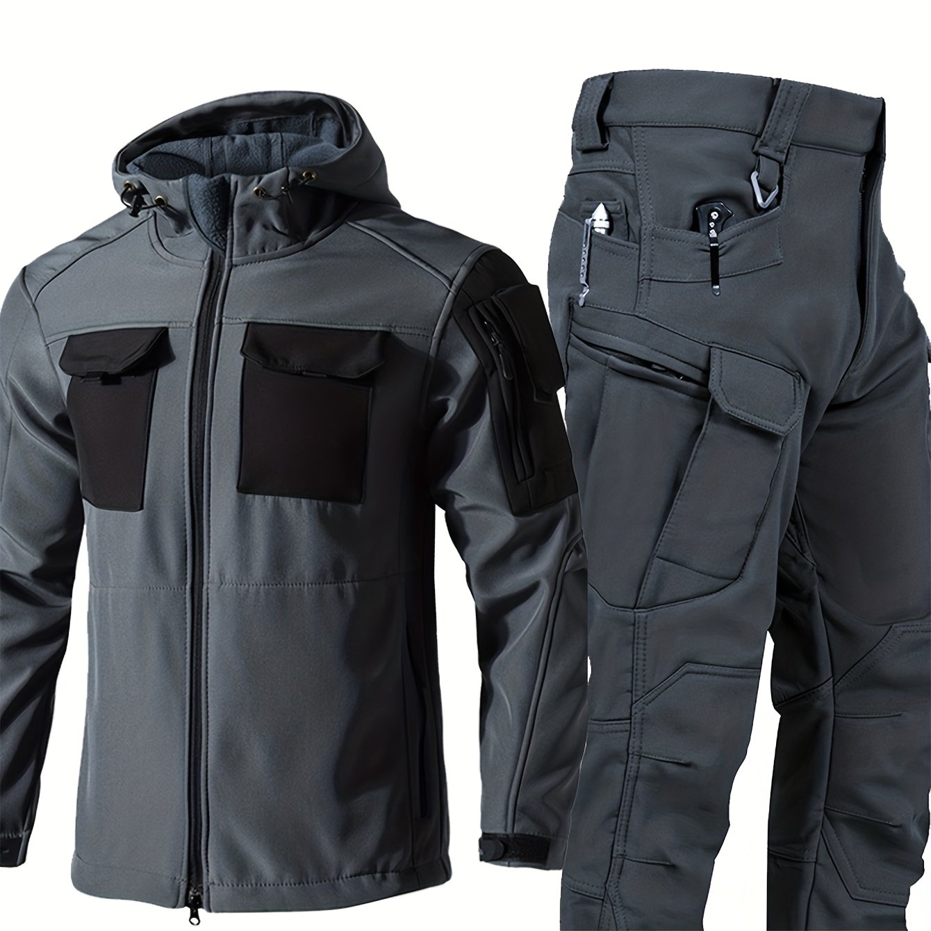 Soft Shell Outdoor Plush Jacket Set With Multiple Pockets Camouflage - Parry's Picks