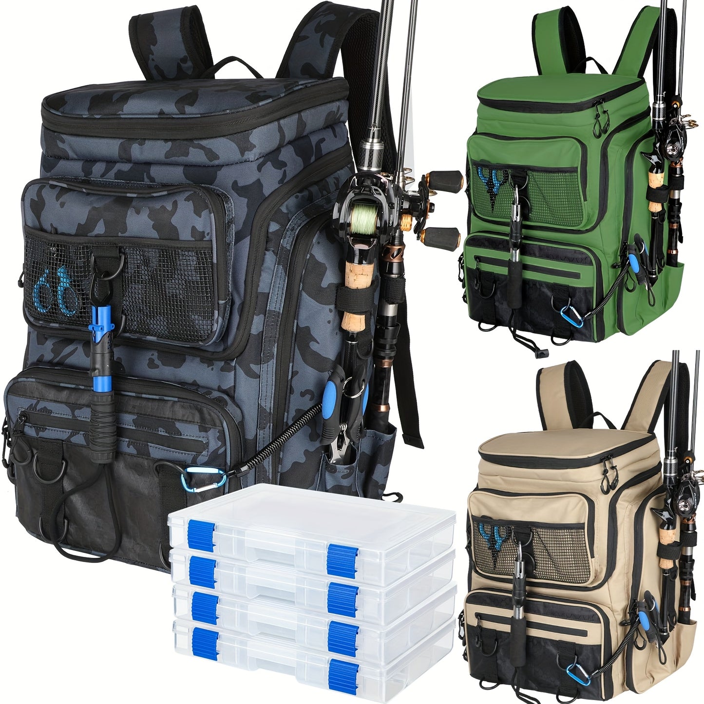 Heavy Duty Fishing Backpack With Insulated Cooler Pockets