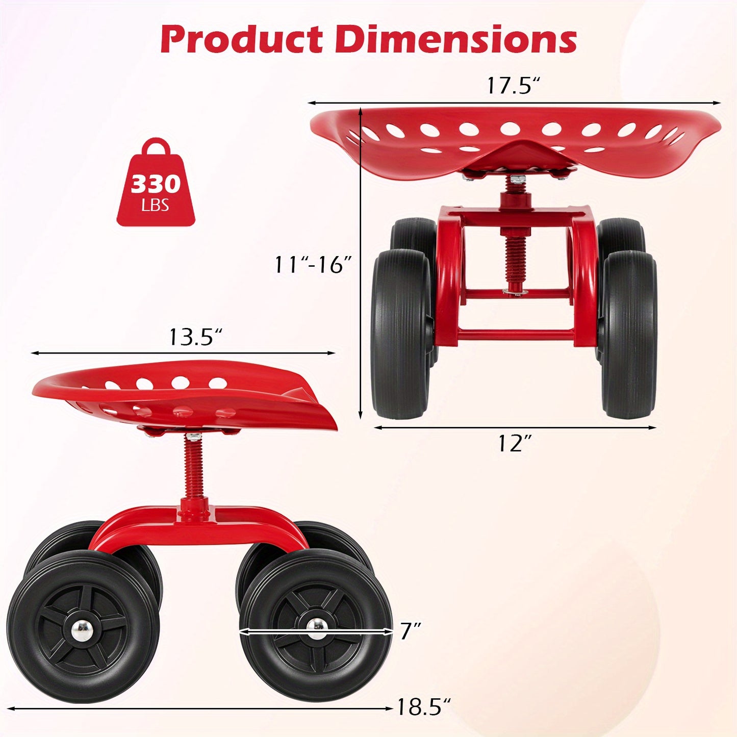 COSTZON Heavy-Duty Garden Cart with Swivel Seat and Wheels - Parry's Picks
