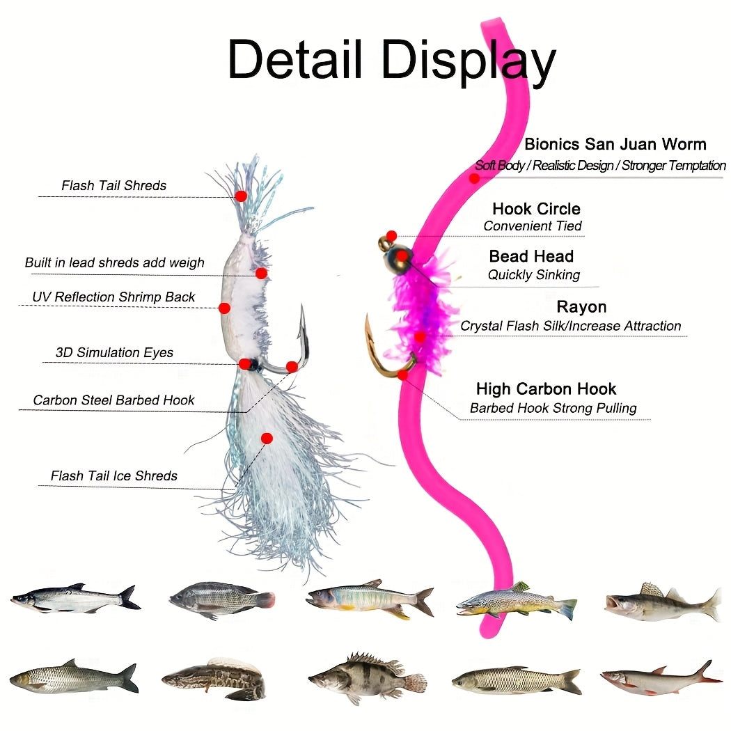 QIEVCRME Heavy Duty Fishing Fly Kit With Dry Wet Flies