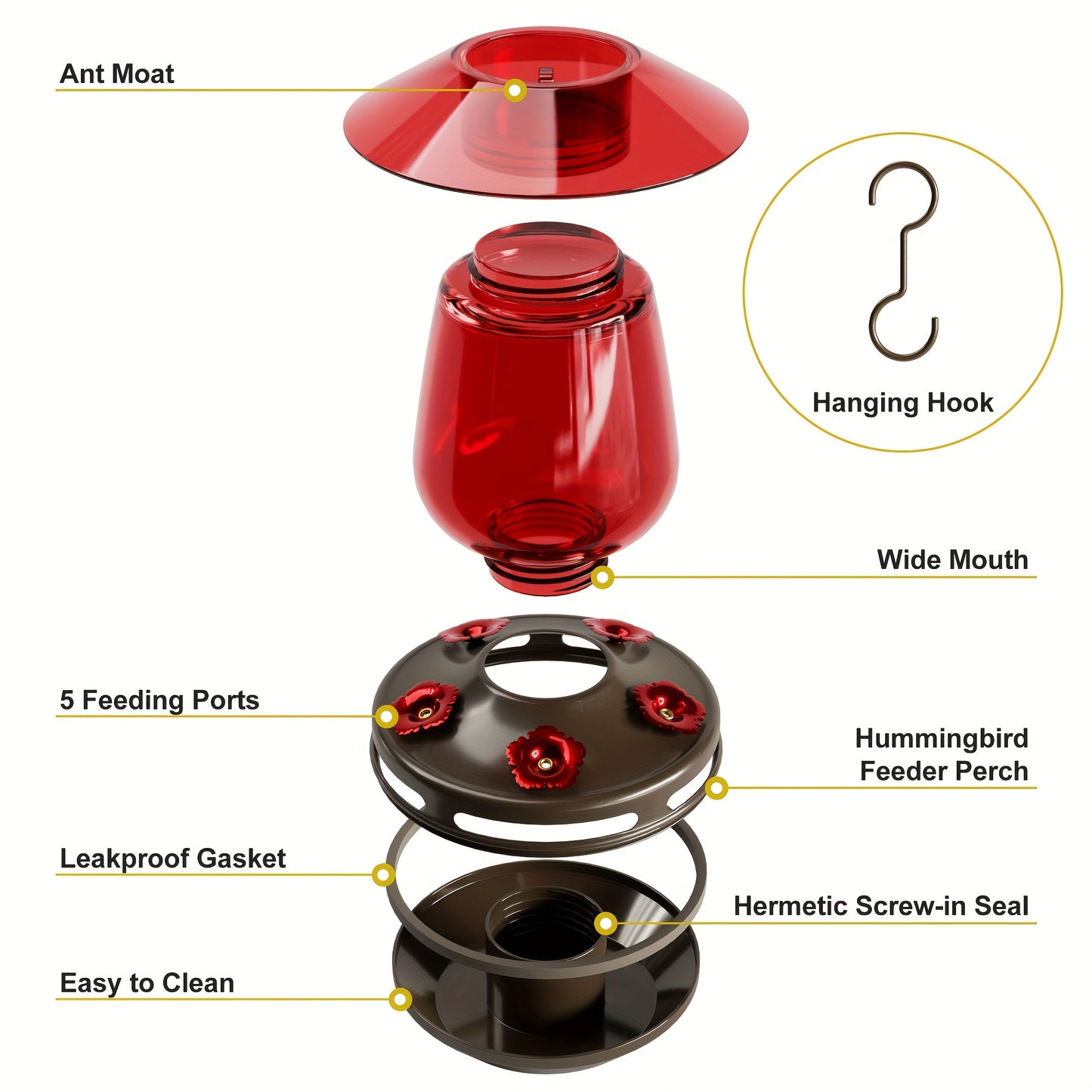 Hummingbird Feeder Glass Design with Flower Feeding Ports - Parry's Picks