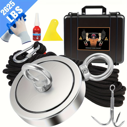 SIDIPER Magnet Fishing Kit With Rope Carry Case Grappling Hook