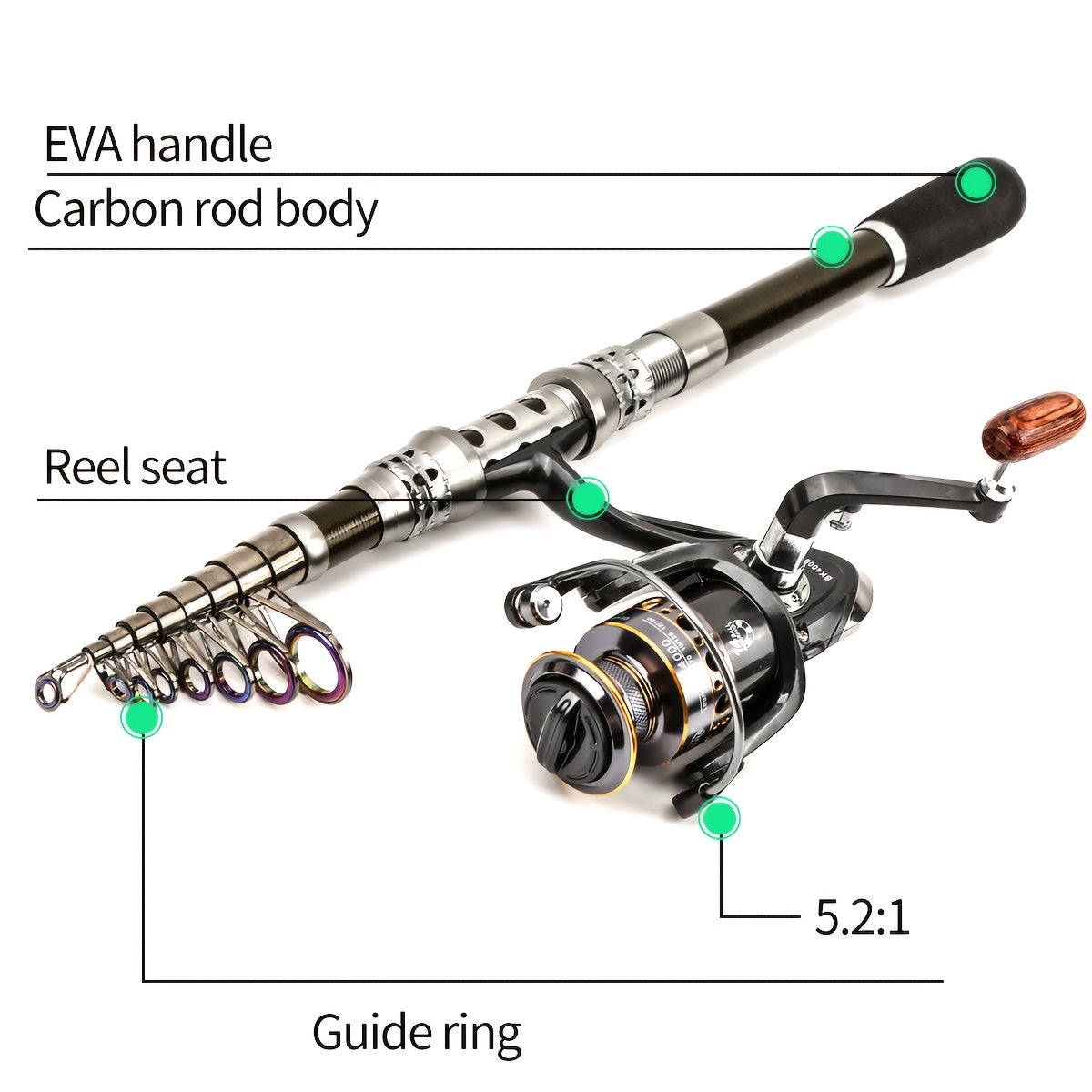 Fishing Kit Beginners Carbon Fiber Telescopic Rod And Reel