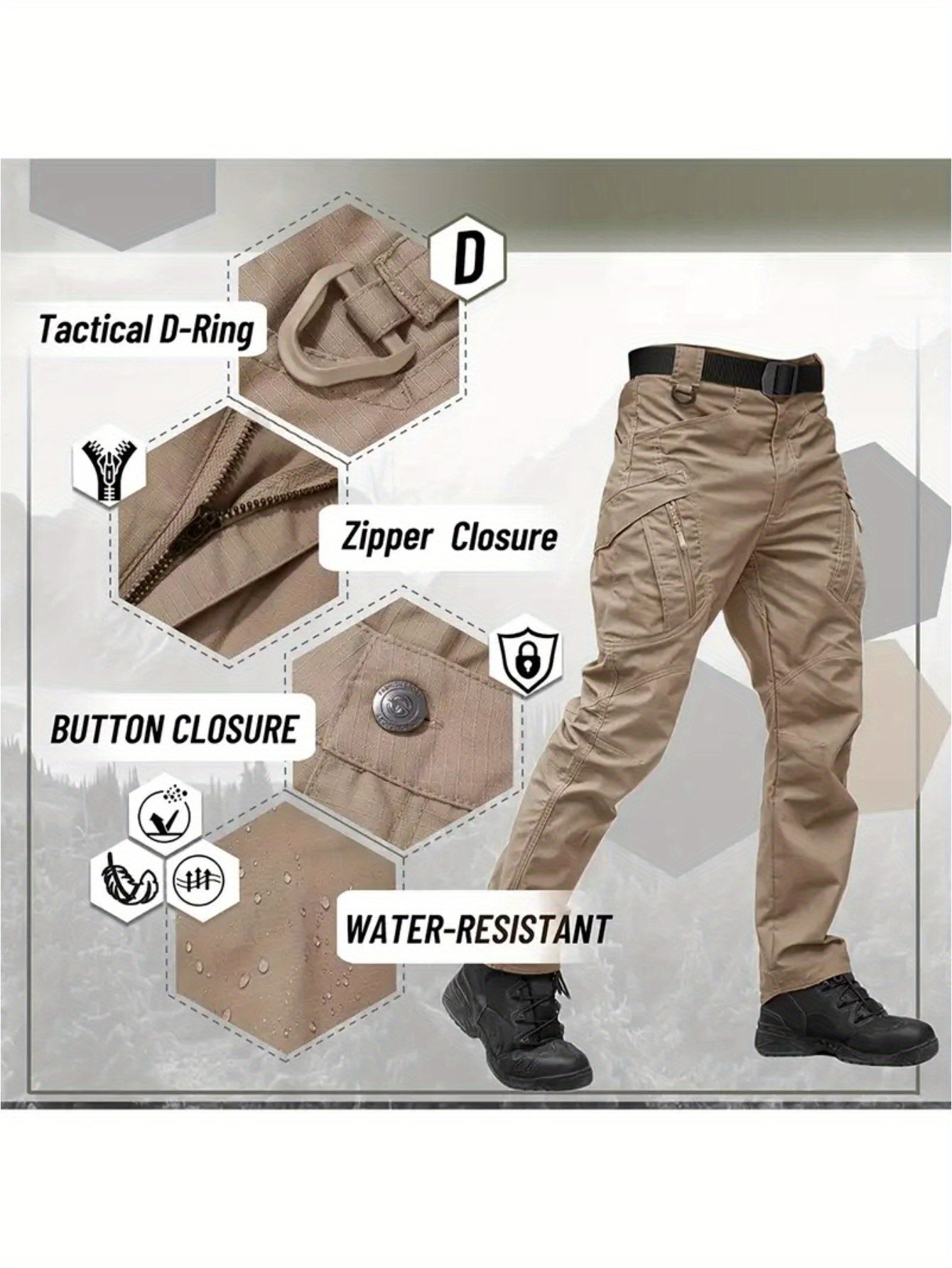 Mens Durable Multi Pocket Tactical Pants Set Quick Dry Breathable Outdoor Work - Parry's Picks