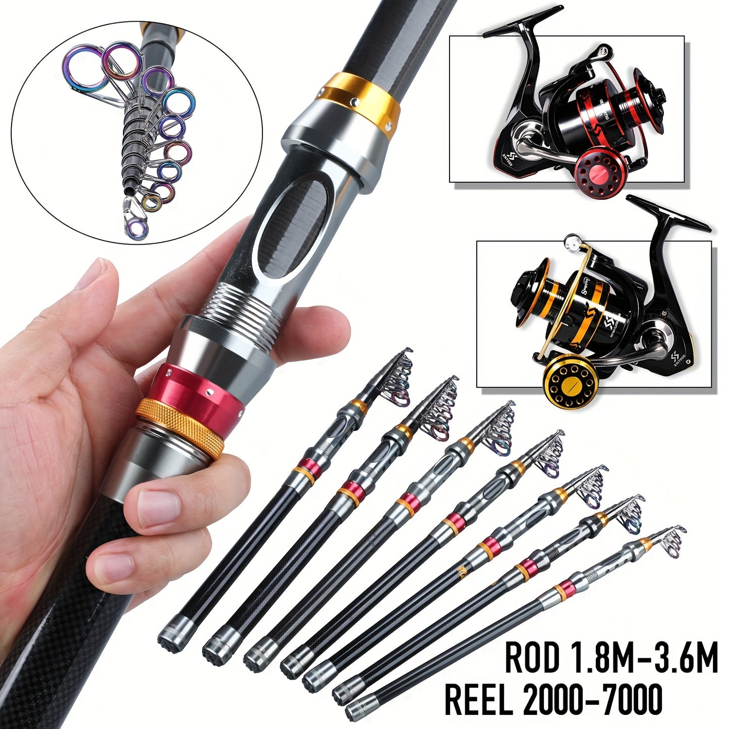 Sougayilang Carbon Fiber Telescopic Fishing Rod And Reel