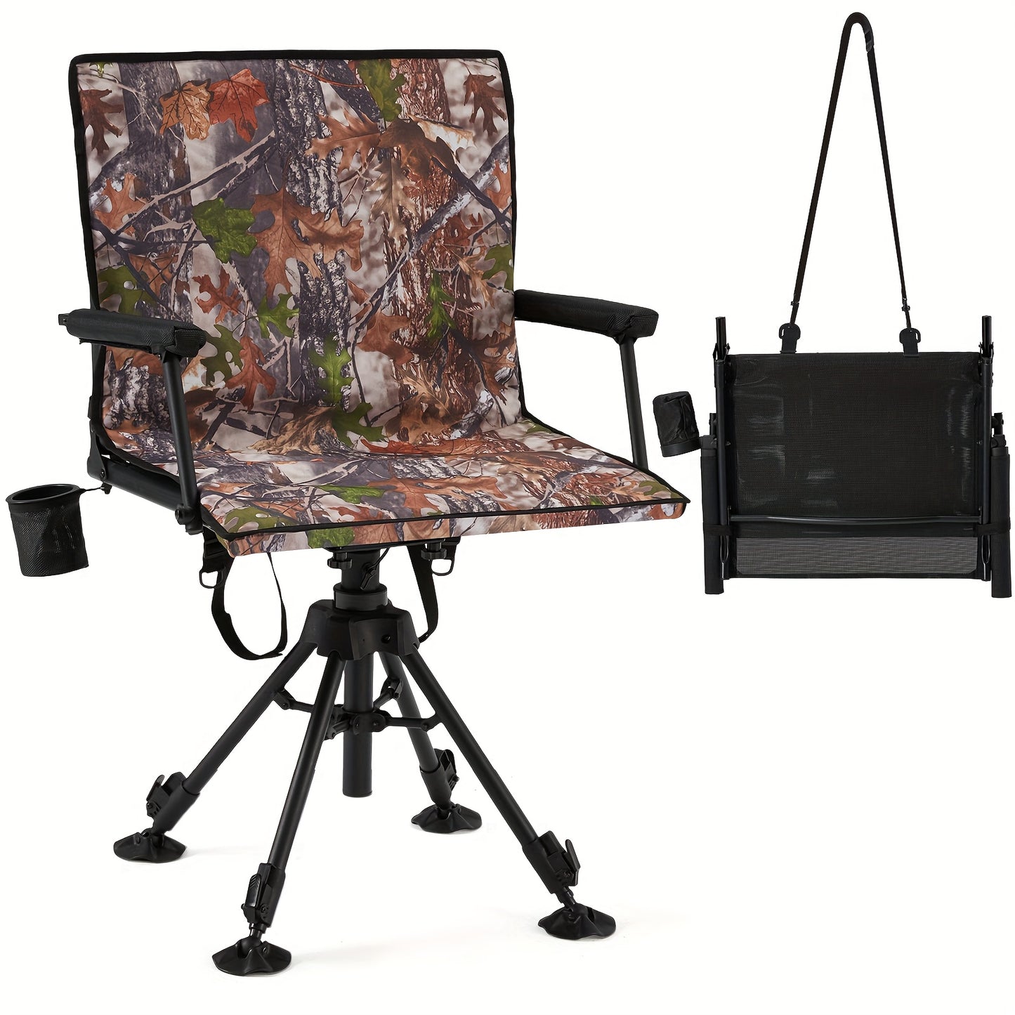 Silent Swivel Camo Hunting Blind Chair Adjustable Height