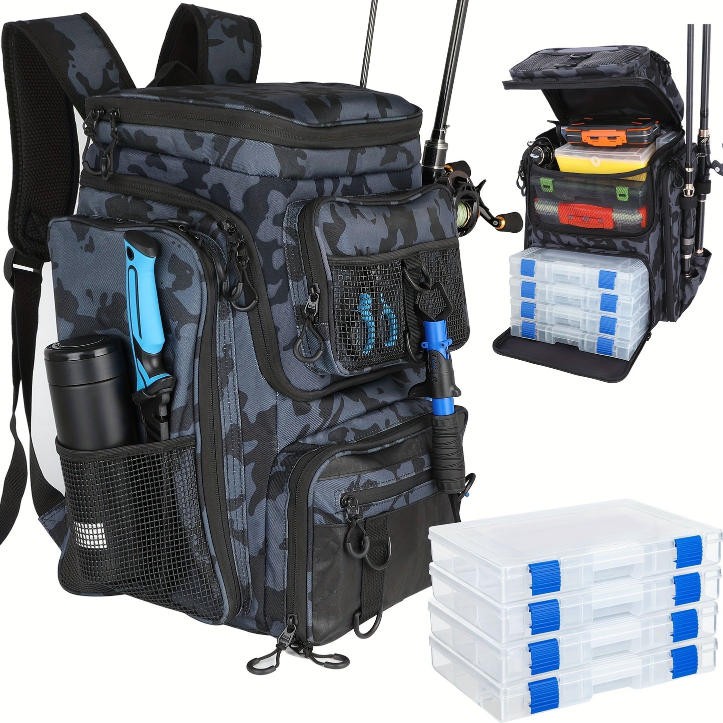 Heavy Duty Fishing Backpack With Insulated Cooler Pockets