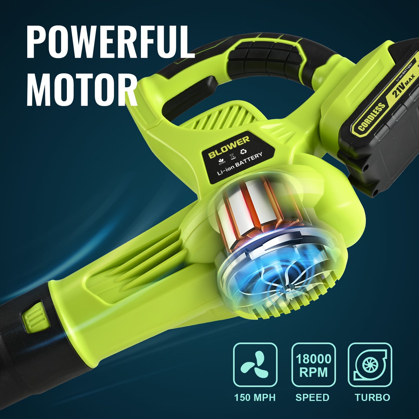 Cordless Leaf Blower With Fast Charger And Dual Batteries