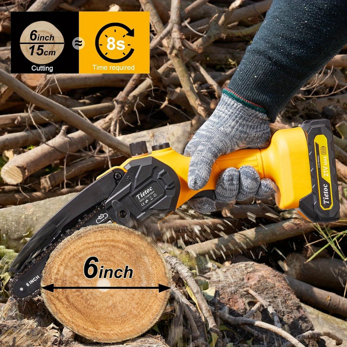 Cordless Mini Chainsaw for Easy Pruning and Gardening Tasks