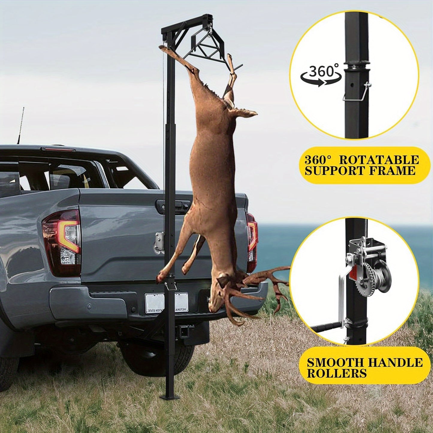 OUKANING Hitch Mounted Deer Hoist with Winch and Gambrel Set - Parry's Picks