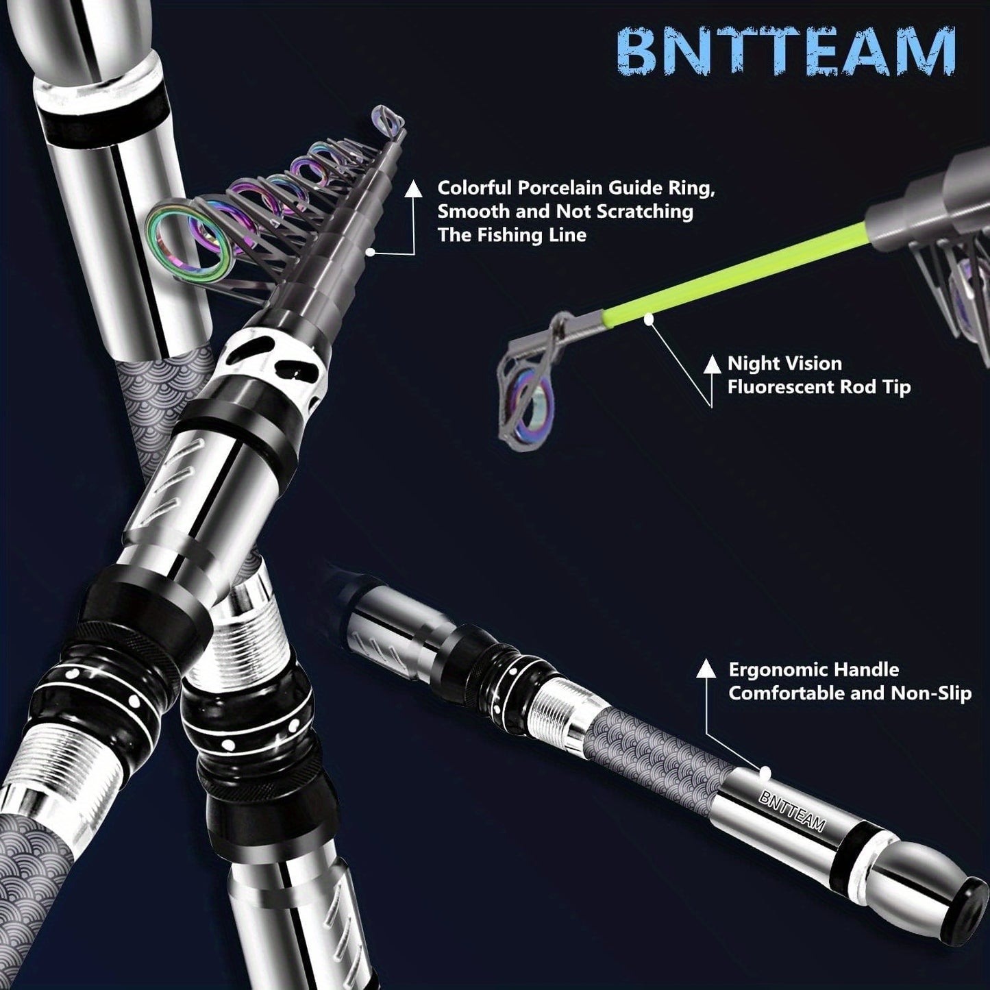 BNTTEAM Carbon Fiber Spinning Rod And Reel Travel Combo