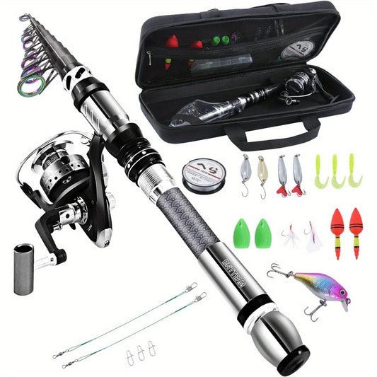 BNTTEAM Carbon Fiber Spinning Rod And Reel Travel Combo