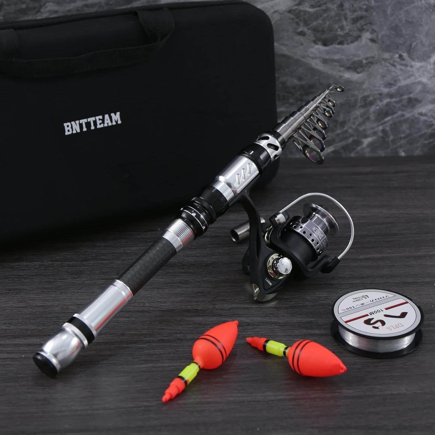 BNTTEAM Carbon Fiber Spinning Rod And Reel Travel Combo
