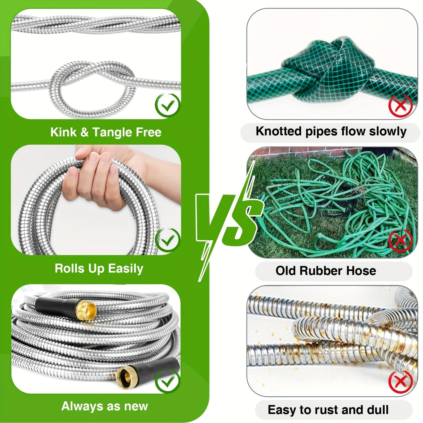 Heavy-Duty Stainless Steel Garden Hose With Multi-Function Nozzles - Parry's Picks