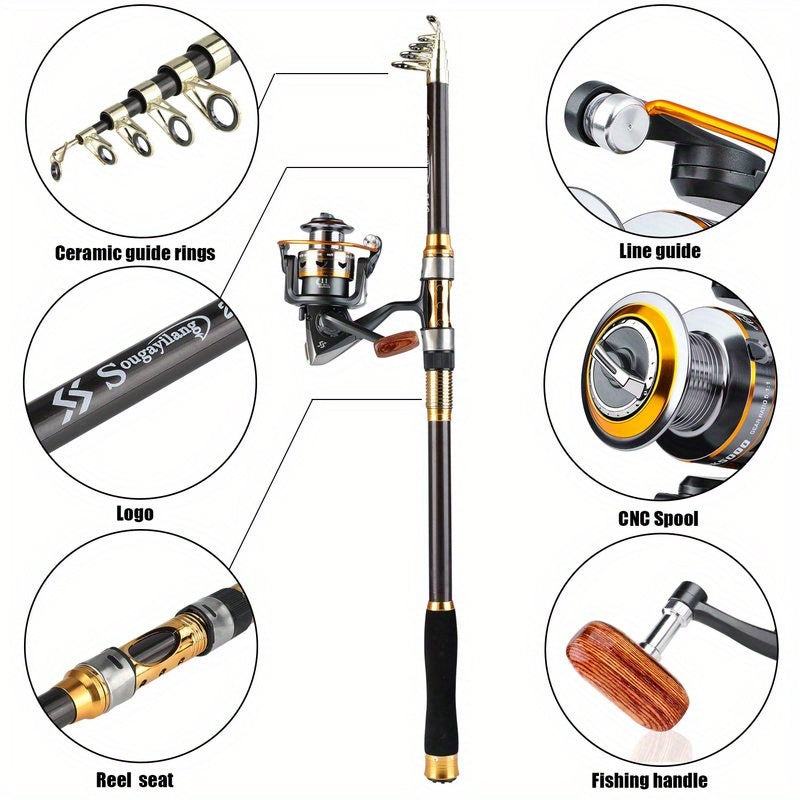 Telescopic Fishing Rod And Reel Combo Set Travel Kit