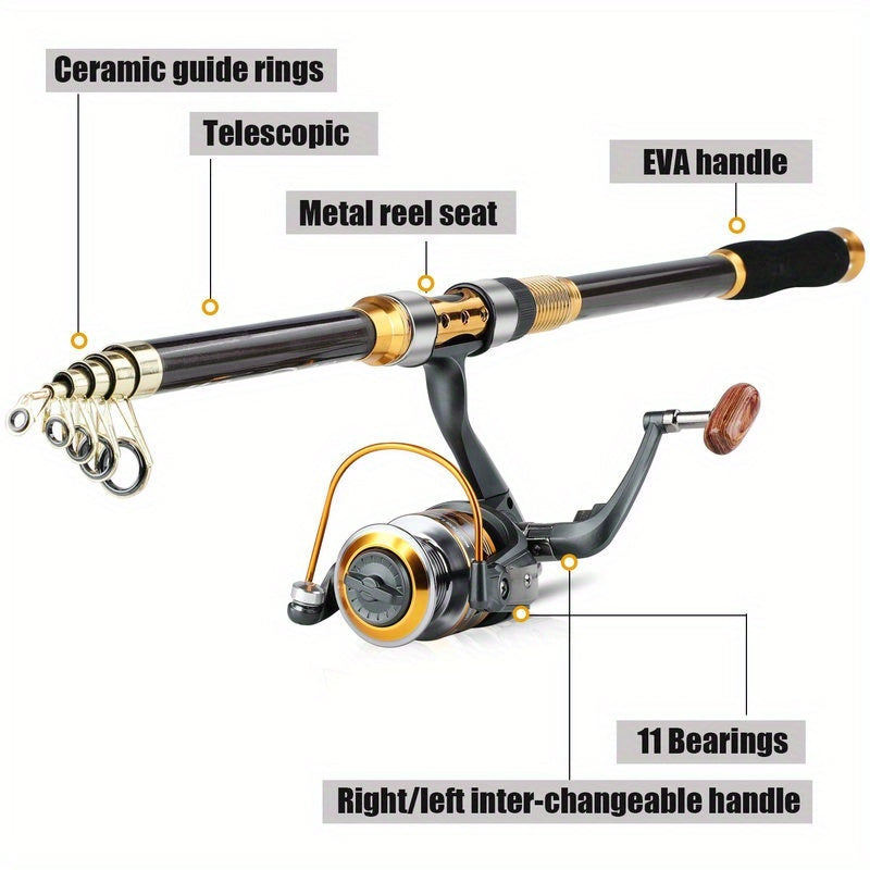 Telescopic Fishing Rod And Reel Combo Set Travel Kit