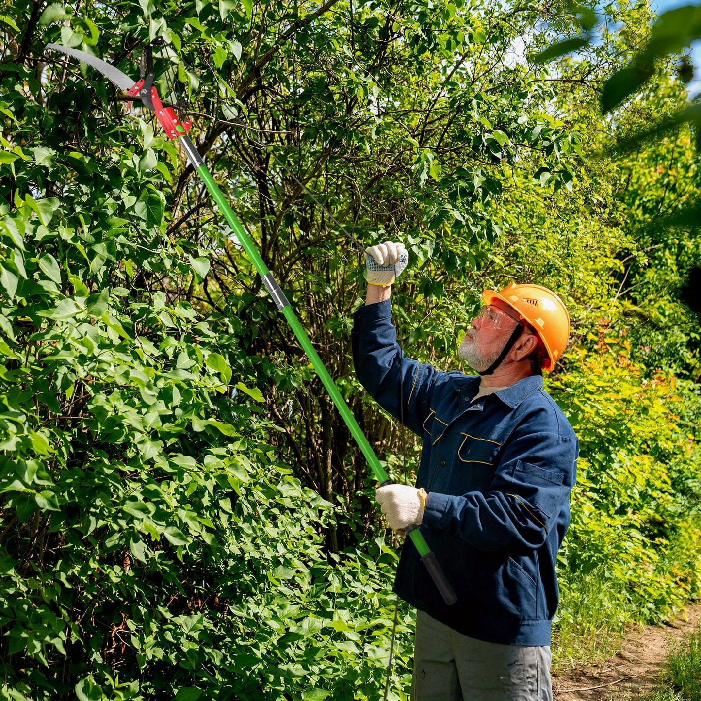 Manual Pole Saw Pruner Extendable for Tree Trimming Garden