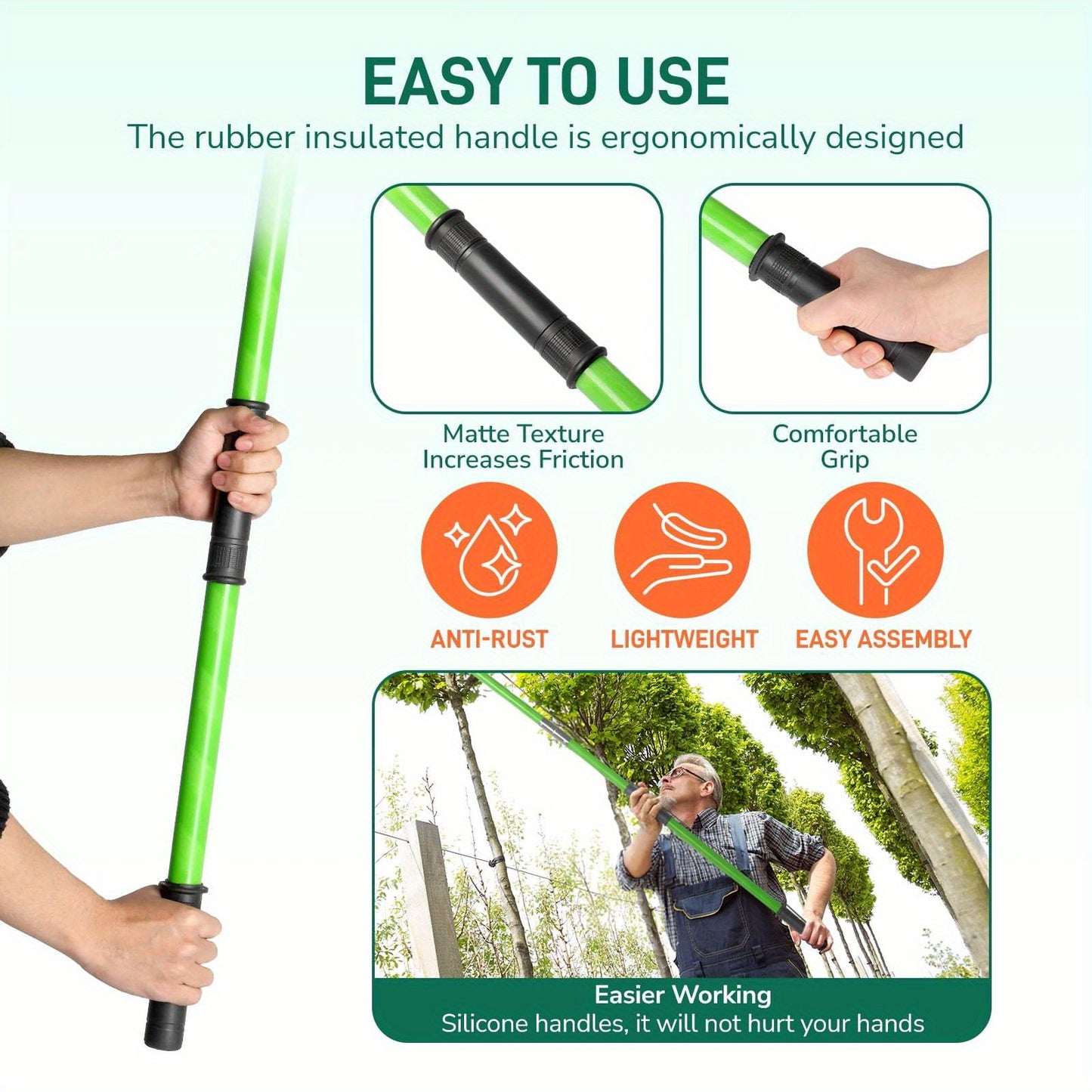 Manual Pole Saw Pruner Extendable for Tree Trimming Garden