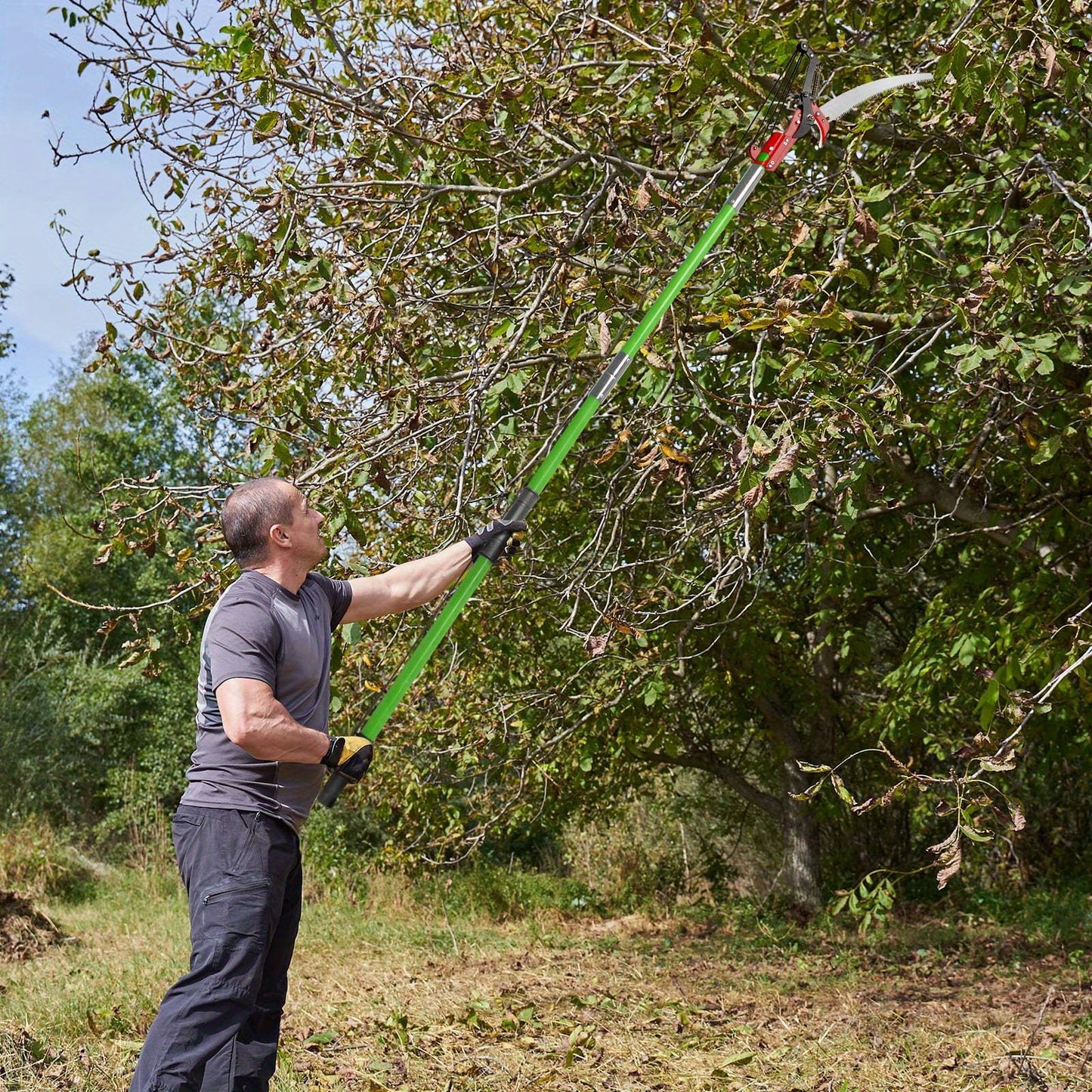 Manual Pole Saw Pruner Extendable for Tree Trimming Garden