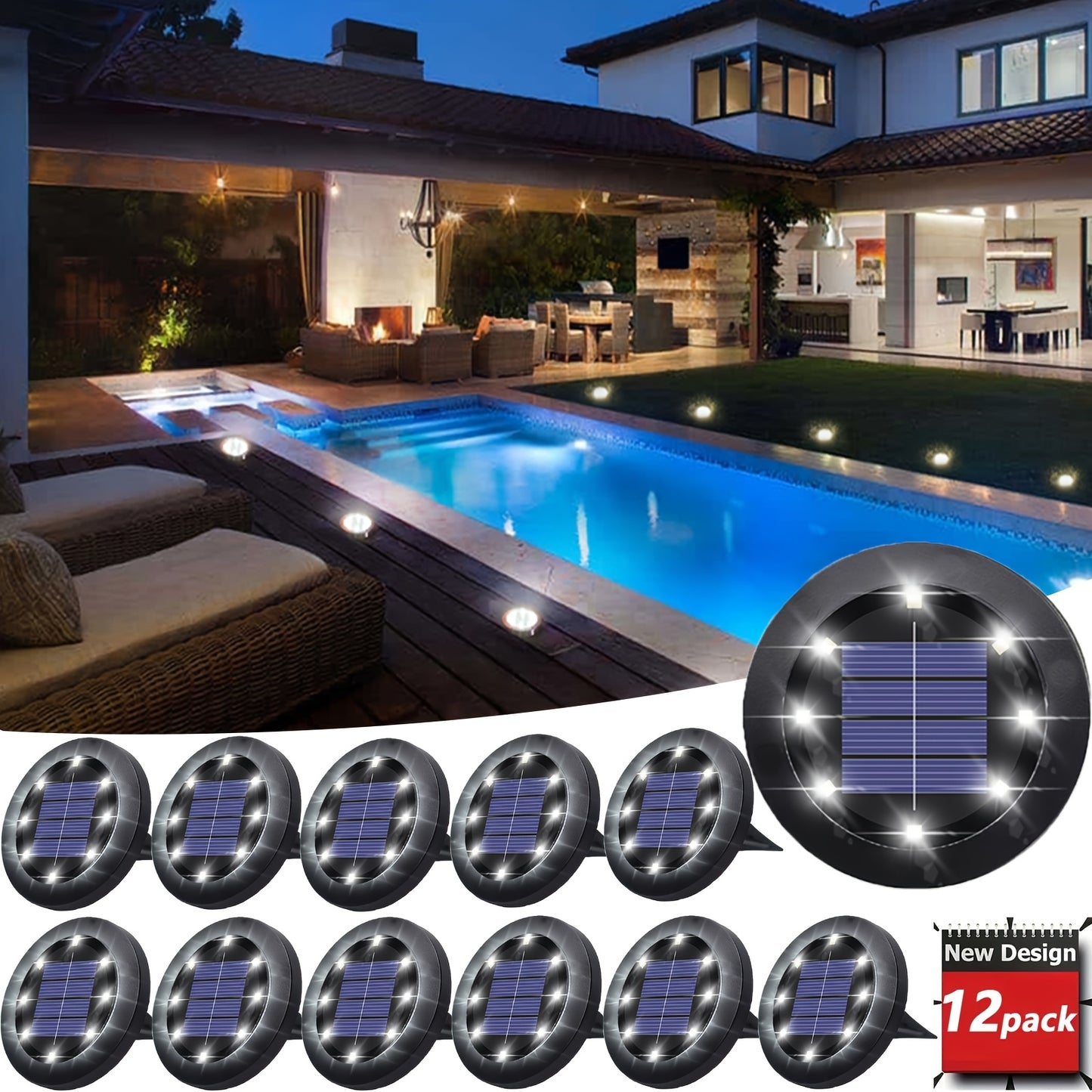 Solar Ground Lights Garden Pathway Outdoor Landscape Lights