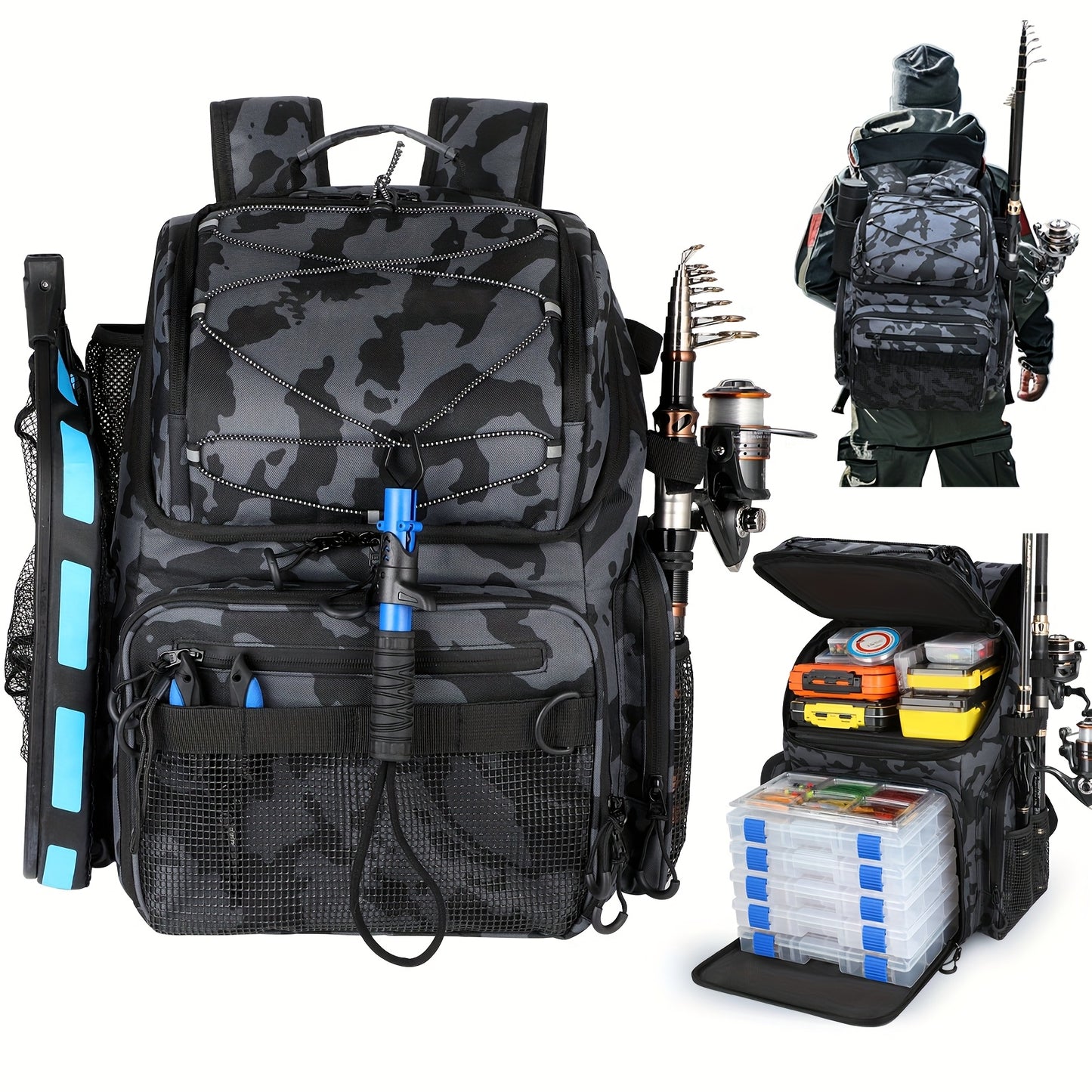 Fishing Backpack With Cooler Rod Holders And Tackle Boxes