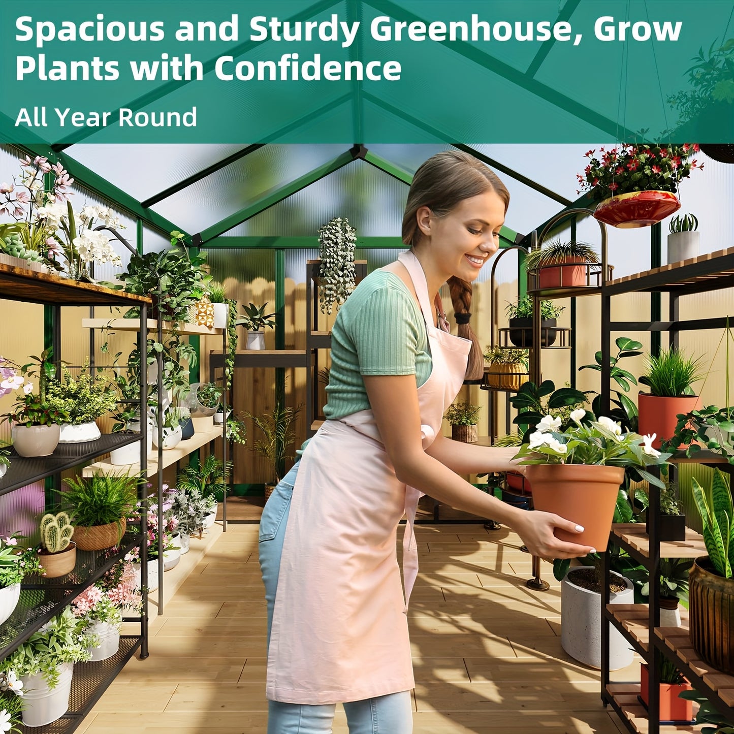Walk In Greenhouse With Vent Roof Window And Aluminum Frame