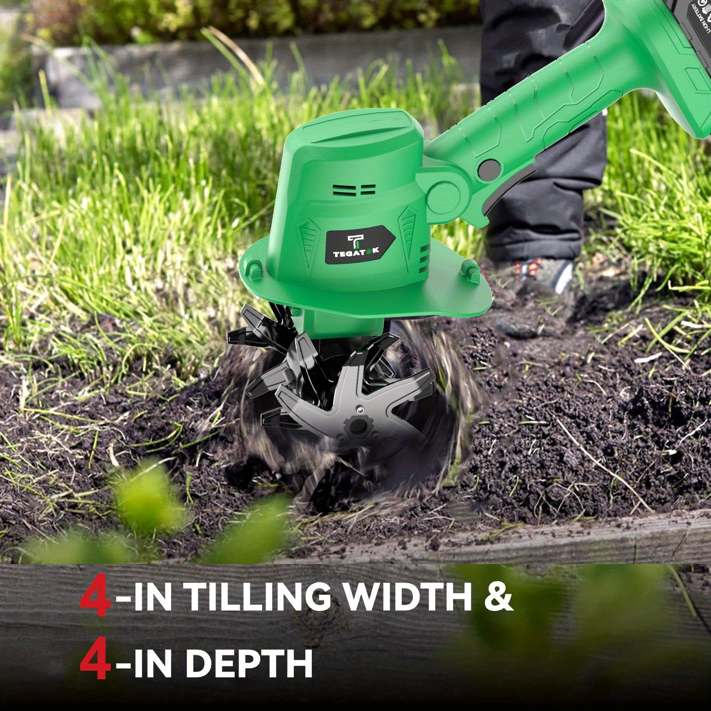 Cordless Tiller Cultivator Two 2Ah Batteries And Charger