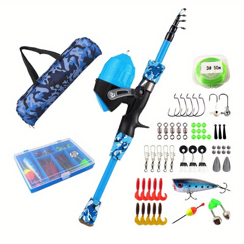 Telescopic Fishing Rod And Reel Starter Kit With Tackle Box