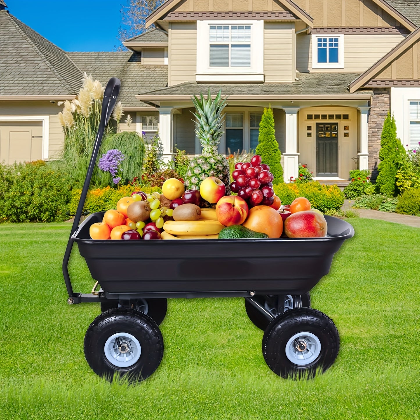 AAIN Heavy Duty Poly Garden Dump Cart With Rotating Handle