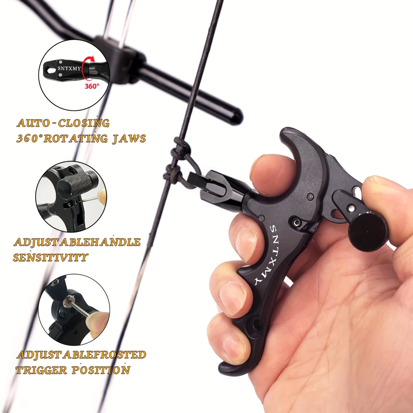 SNTXMY 4-Finger Aluminum Compound Bow Release Trigger for Archery - Parry's Picks