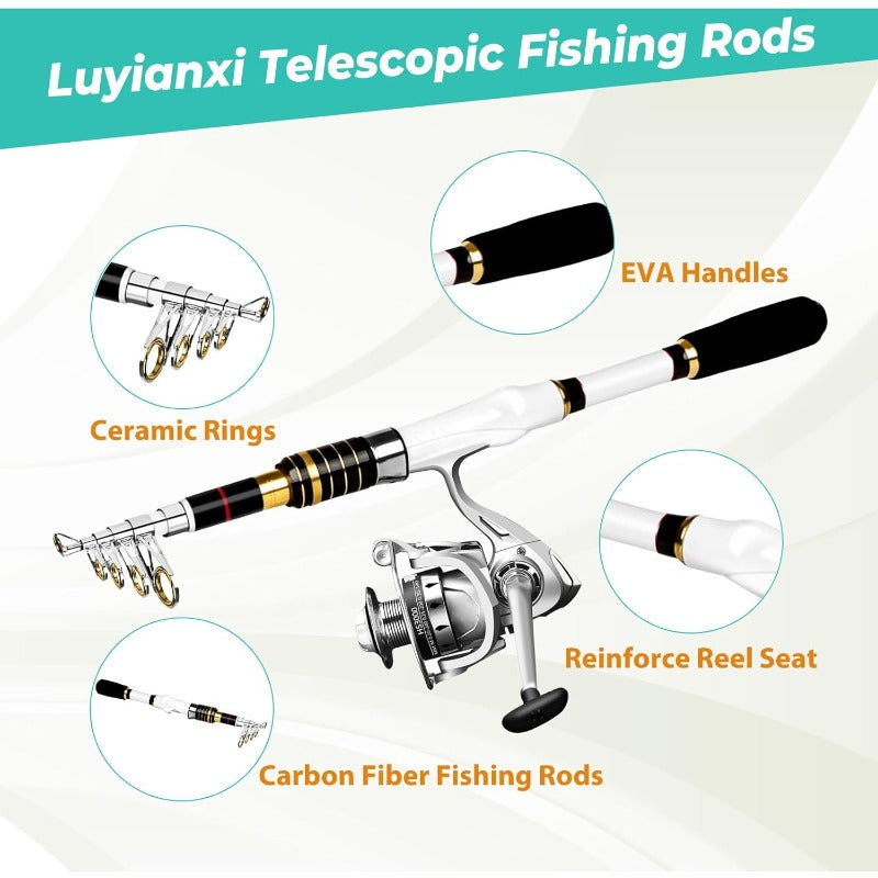 Telescopic Fishing Rod And Reel Combo Carbon Fiber Kit - Parry's Picks