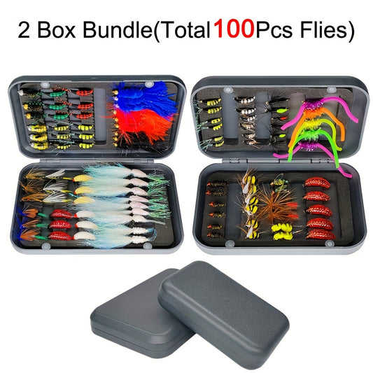 QIEVCRME Heavy Duty Fishing Fly Kit With Dry Wet Flies